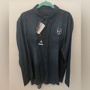 Los Angeles Kings Antigua button up blue Jean colored shirt